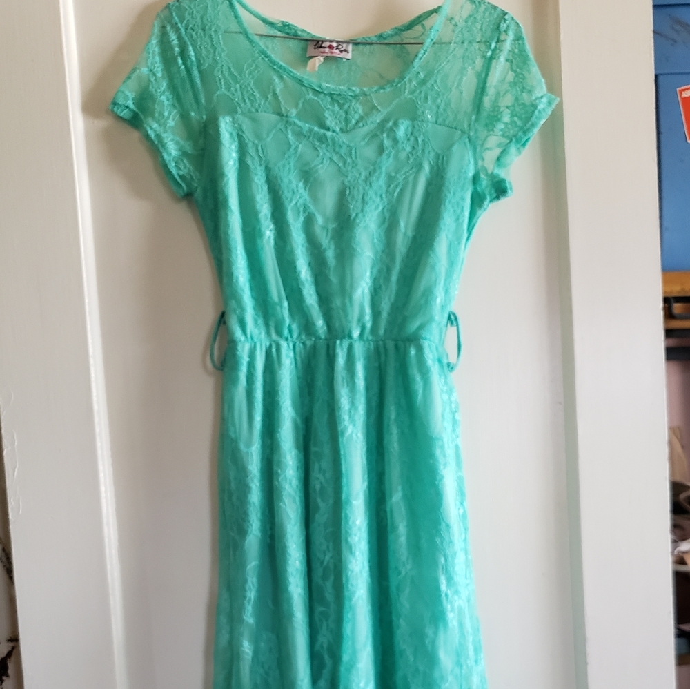 Urban Rose teal high-low dress